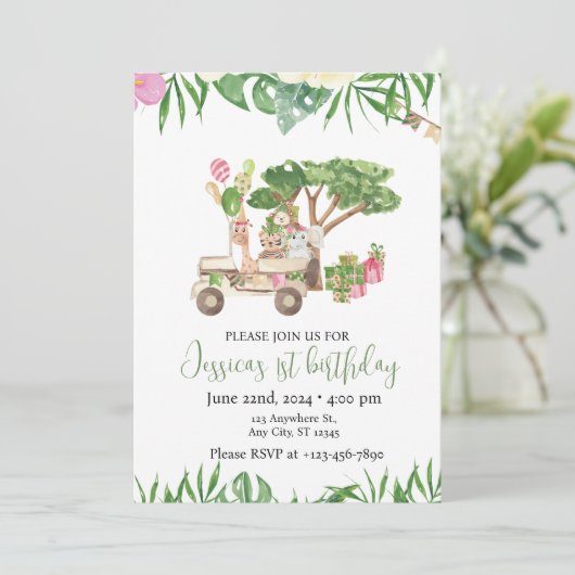 Invitation à la fête d'aventure Safari - Thème Jun (Debout devant)