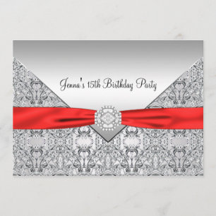 Invitation à la fête de 15 ans de Quinceanera roug