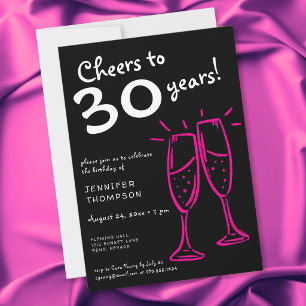 Invitation À la fête de 30 ans au champagne rose