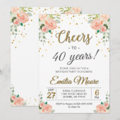 Invitation À la fête de 40 ans Mesdames 40e anniversaire (Devant / Derrière)