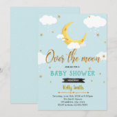 Invitation à la fête de baby shower dans la lune (Devant / Derrière)