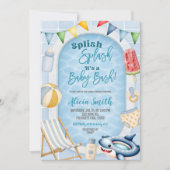 Invitation à la fête de Baby Shower garçon piscine (Devant)