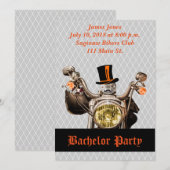 Invitation à la fête de bachelor biker avec moto (Devant / Derrière)