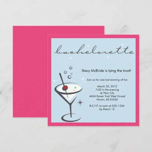 invitation à la fête de bachelorette (Devant / Derrière)