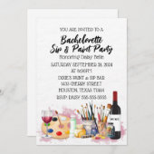Invitation à la fête de Bachelorette Peinture & Si (Devant / Derrière)