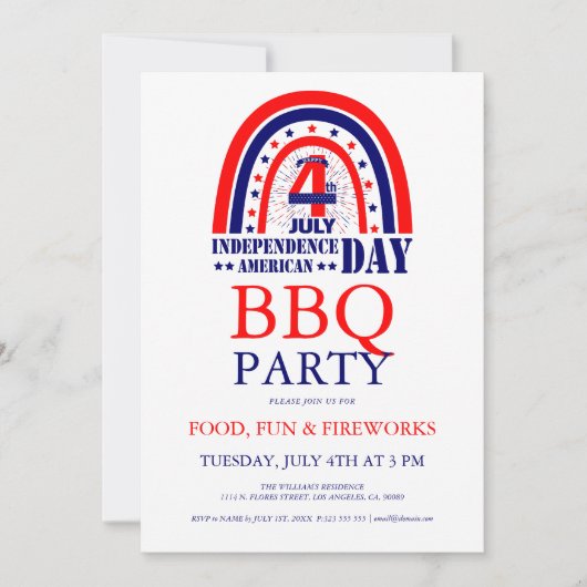 Invitation à la fête de barbecue pour le feu d'art (Devant)