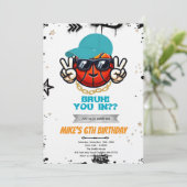 Invitation à la fête de basketball d'ado Bruh (Debout devant)