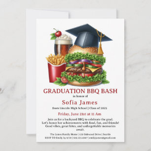 Invitation à la fête de BBQ de fin d'études   Barb