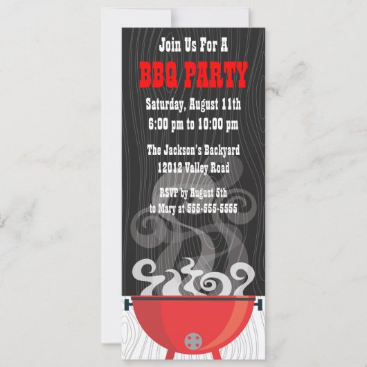 Invitation à la fête de BBQ fumant (Devant)