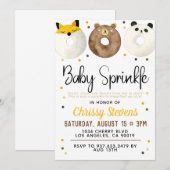 Invitation à la fête de bébé donut animal (Devant / Derrière)