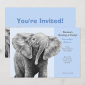 Invitation à la fête de bébé éléphant d'Afrique (Devant / Derrière)