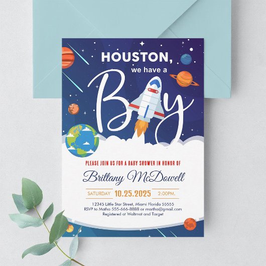 Invitation à la fête de bébé garçon sur le thème d