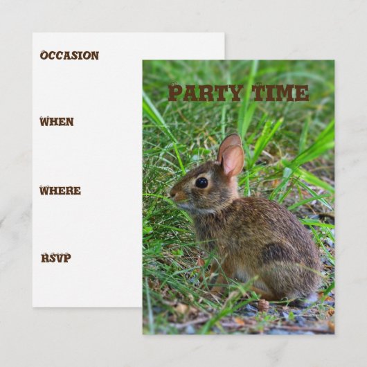 Invitation à la fête de bébé lapin (Devant / Derrière)