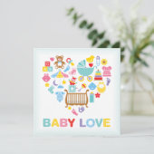 Invitation à la fête de bébé Love Heart (Debout devant)
