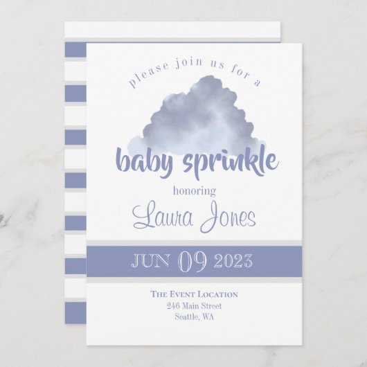 Invitation à la fête de bébé nuage neutre (Devant / Derrière)