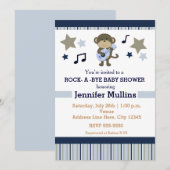Invitation à la fête de bébé singe de Rock Star (Devant / Derrière)