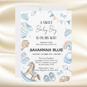 Invitation à la fête de bienvenue pour bébé garçon