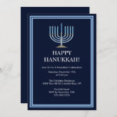 Invitation à la fête de Blue Menorah Hanoukka (Devant / Derrière)