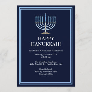 Invitation à la fête de Blue Menorah Hanoukka