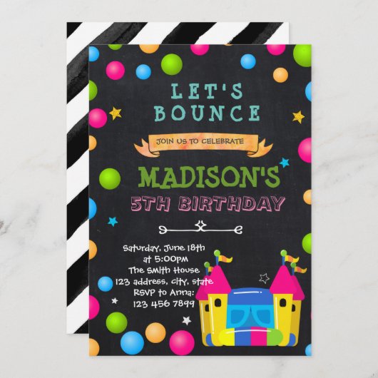 Invitation à la fête de Bounce House (Devant / Derrière)