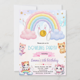 Invitation à la fête de bowling arc-en-ciel pour c