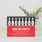 Invitation à la fête de bowling avec épingles (Debout devant)