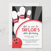 Invitation à la fête de bowling Roll on Over (Devant)