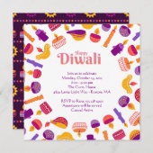 Invitation à la fête de célébration de Diwali (Devant / Derrière)