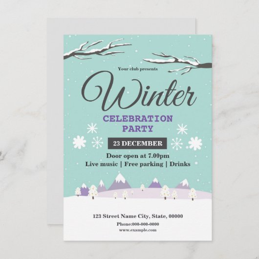 Invitation à la fête de célébration d'hiver (Devant / Derrière)