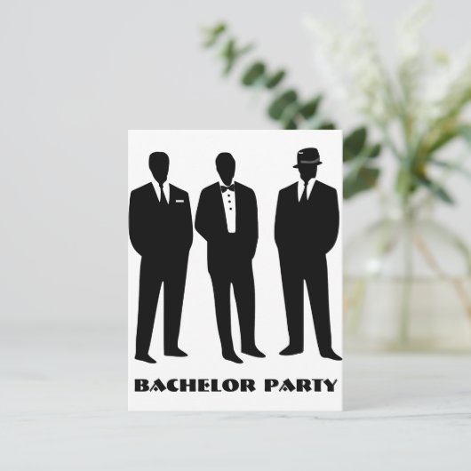 invitation à la fête de célibataire, invitation à  (Debout devant)