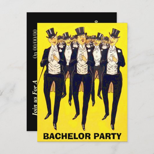 invitation à la fête de célibataire, invitation à  (Devant / Derrière)