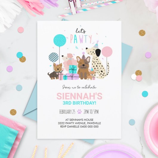 Invitation à la fête de chien Chienne Invitation C