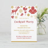 Invitation à la fête de cocktail de Noël Or Rouge (Debout devant)