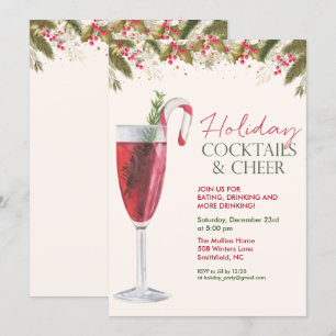 Invitation à la fête de cocktails de Noël Holiday