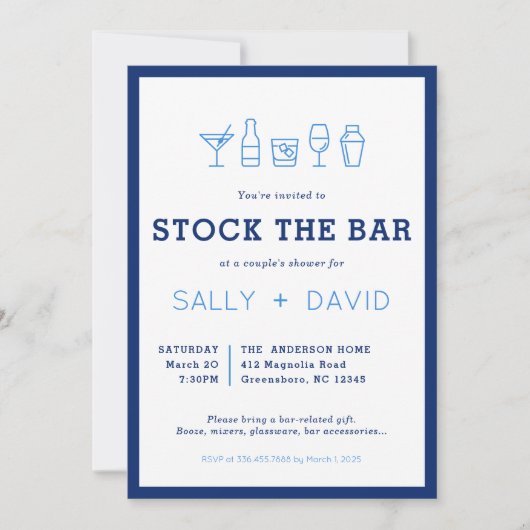 Invitation à la fête de couple pour remplir le bar (Devant)