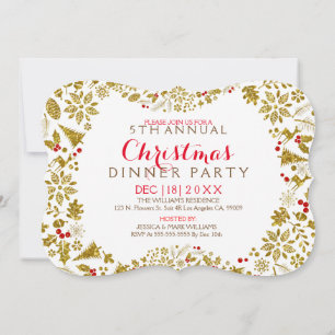 Invitation à la fête de couronne de Noël blanc et 