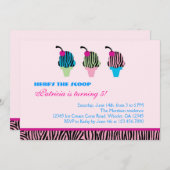 Invitation à la Fête de Crème de glace Zebra Print (Devant / Derrière)