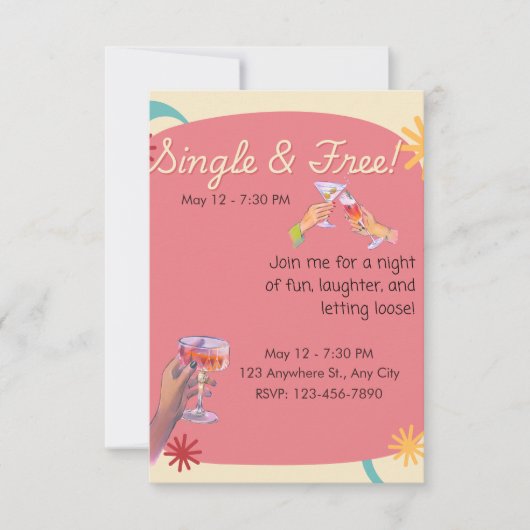 Invitation à la fête de divorce Je suis libre (Devant)