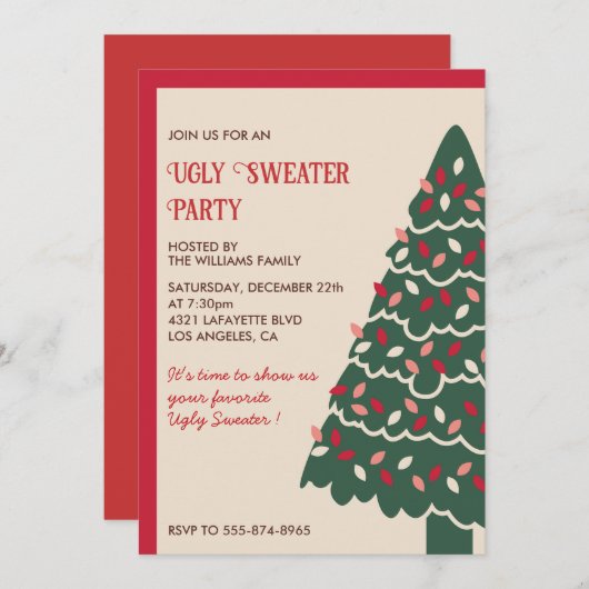 Invitation à la fête de douceur moche Arbre géant  (Devant / Derrière)