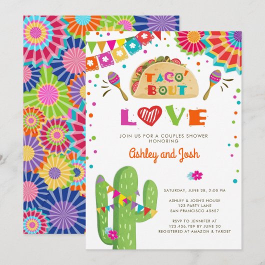 Invitation à la fête de douche de couple Taco Bout (Devant / Derrière)