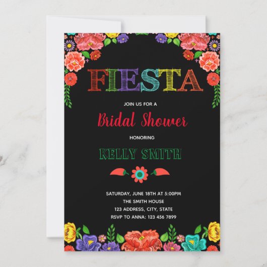 Invitation à la fête de douche de mariée fiesta (Devant)