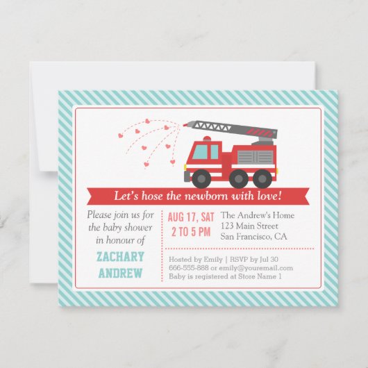 Invitation à la fête de douche pour bébé garçon Ca (Devant)