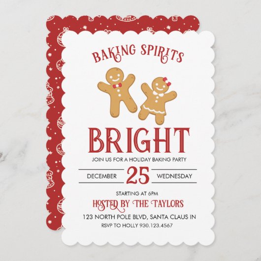 Invitation à la fête de fabrication de biscuits de (Devant / Derrière)