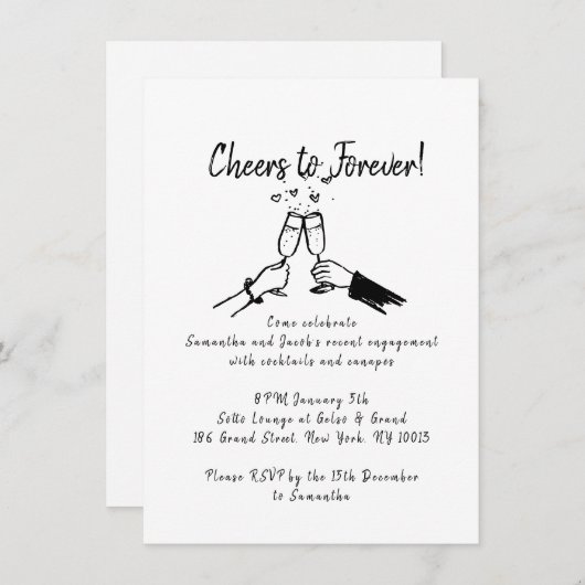 Invitation à la fête de fiançailles  (Devant / Derrière)