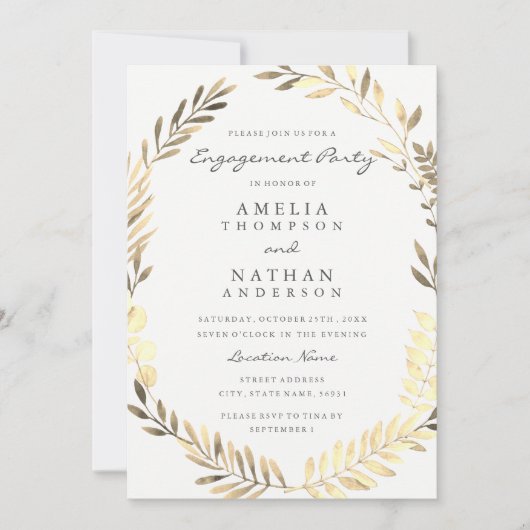 Invitation à la fête de fiançailles à la couronne (Devant)