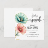 Invitation à la fête de fiançailles aquarelle bleu (Devant / Derrière)