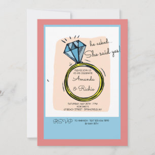 Invitation à la fête de fiançailles avec bague