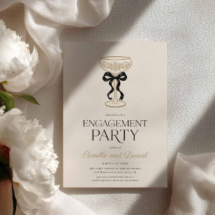 Invitation à la fête de fiançailles Bows & Bubbly