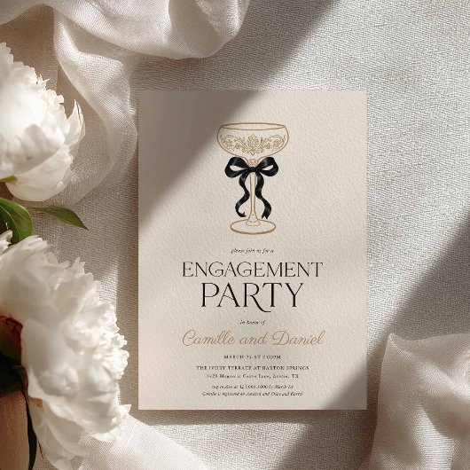 Invitation à la fête de fiançailles Bows & Bubbly