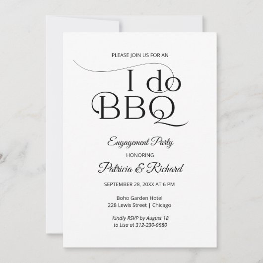 Invitation à la fête de fiançailles Chic I DO BBQ (Devant)
